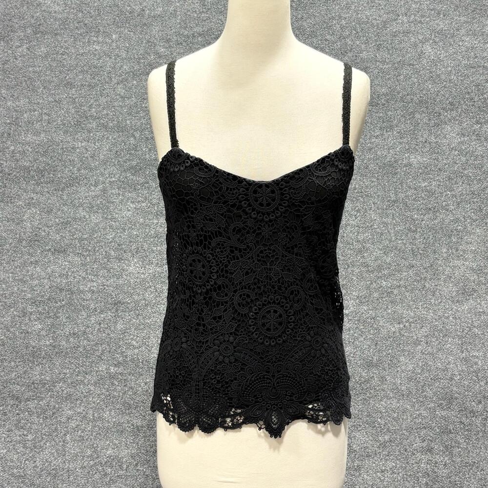 Polo Ralph Lauren Tank Top Womens 6 Black Crochet Lace Camisole Party Evening